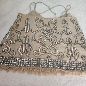 VENUS Tan Top with Embellished Silver Accents Size M